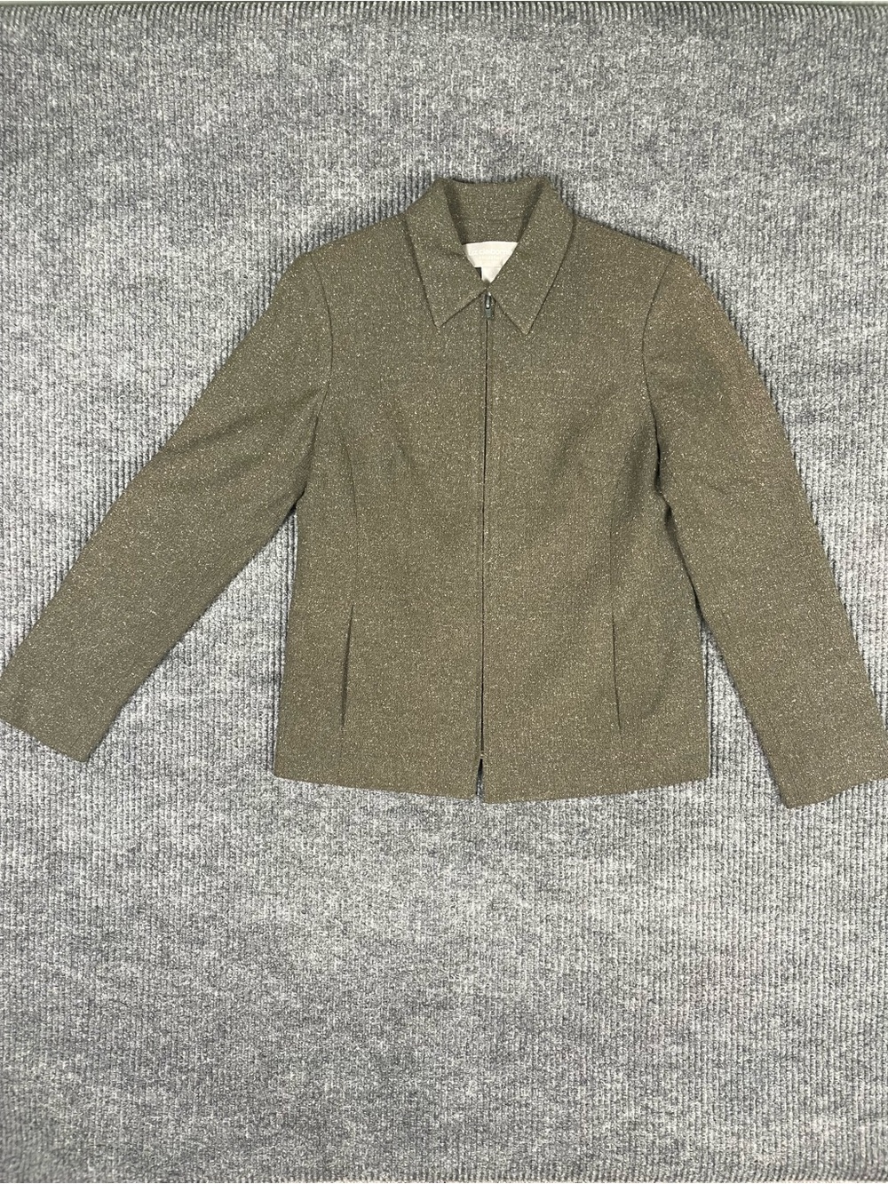 Liz Claiborne Olive Metallic Zip Jacket